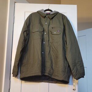 Genuine Dickies Men’s Relaxed Fit Shirt Jacket Fleece Hooded XXXL 3X Olive Green